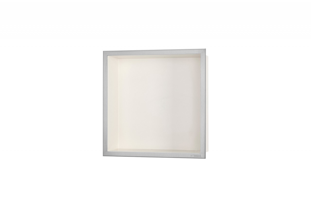 ESS BOX 10 Creme Wandnische 30x30x10 cm mit Rahmen Edelstahl gebürstet, inkl. Rohbauset, BOX-30x30x1 BOX-30x30x10-C
