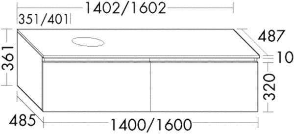 Burgbad Waschtischunterschrank Lin20 Melamin 361x1402x487 Marone Dekor Trüffel, SGWE140F5361