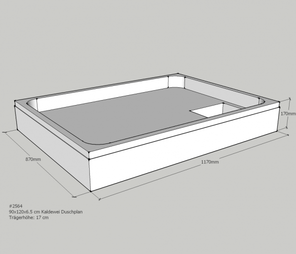 Neuesbad Wannenträger für Kaldewei Duschplan 90x120x6,5