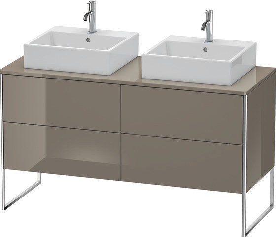 Duravit XSquare Konsolenwaschtischunterbau bodenstehend Flanell Grau Hochglanz 1400x548x778 mm - XS4