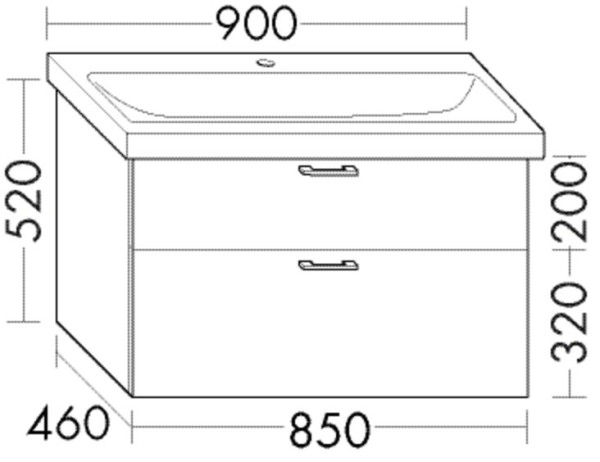 Burgbad Waschtischunterschrank zu Keramik Sys30 PG1 Aqua 520x850x460 Eiche Dekor Silber, WXNT085F60