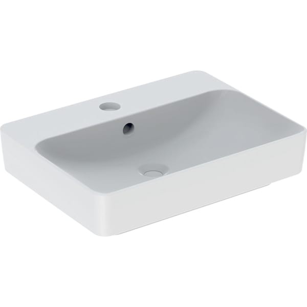 Geberit VariForm Aufsatz-Waschtisch, rechteckig mit Hahnlochbank, 60x45cm, mit Überlauf, 500780012