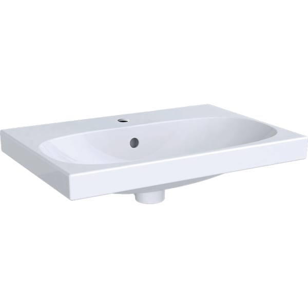 Geberit Acanto Waschtisch Compact, 600x420mm mit Hahnloch, m. Überlauf, weiss, KeraTect, 500631018