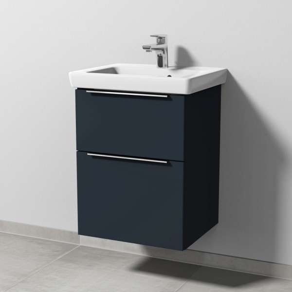 Sanipa 3way Waschtischunterbau zu Villeroy & Boch Subway 2.0 Waschtisch mit 2 Auszügen, Marine-Matt