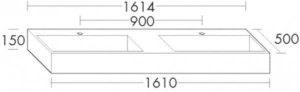 Burgbad Mineralguss Waschtisch Weiß Velvet 150x1614x500 Weiß Velvet, MWDW161C0037