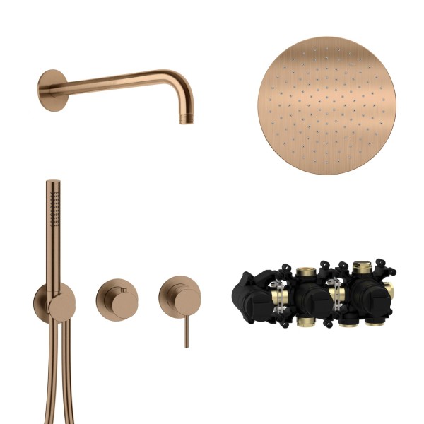 Herzbach MODUL7 Hebelmischer-Set H-RB250 Wandarm Regenbrause Ø25,0cm , 70.702712.1.39