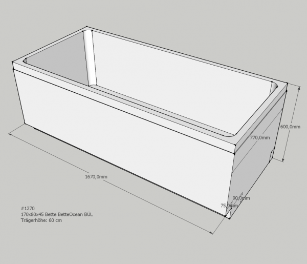 Neuesbad Wannenträger für Bette Ocean 170x80 Ül.hi.