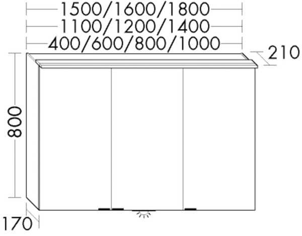 Burgbad Spiegelschrank rc40 Melamin 800x1800x170 Melamin Weiß, SPTD180LF4700