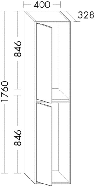 Burgbad Hochschrankmit zwei Türen Devio D 1760x400x330 Weiß Matt, HSZZ040LF7214