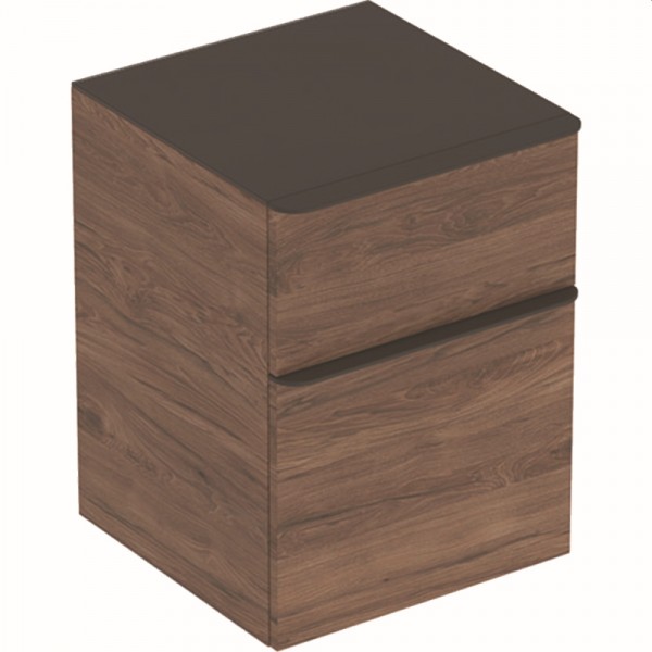 Geberit Smyle Square Seitenschrank mit 2 Schubladen, 45x60x47cm, Nussbaum, 500357JR1