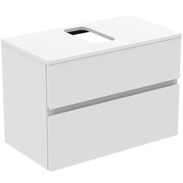 Ideal Standard Waschtischunterschrank Finesse Ausschnitt r/l 802x440x558mm 2 Auszüge Weiss matt, E34