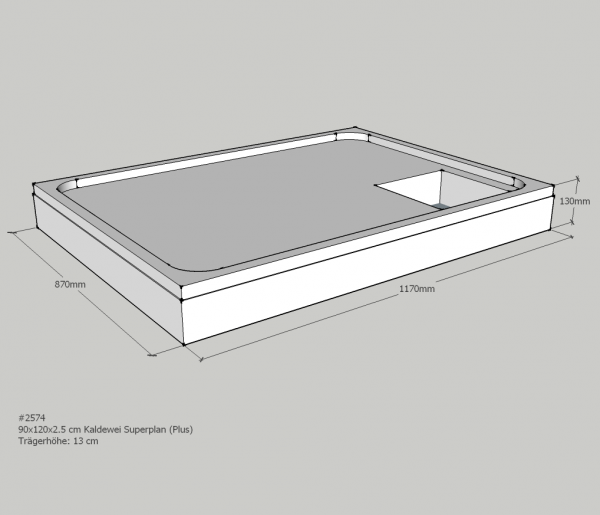 Neuesbad Wannenträger für Kaldewei Superplan 90x120x2,5