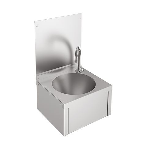 KWC Aquarotter Einzelwaschtisch, ANIMA, Edelstahl, 305x501x268 mm, Kniebetätigung, 2000101028