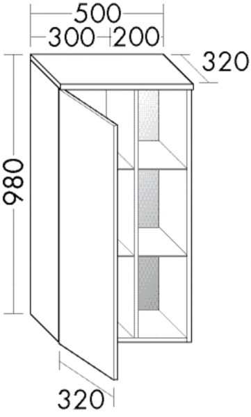 Burgbad Halbhochschrank Orell Melamin 980x500x325 Tectona Dekor Zimt, UHUA050LF3432