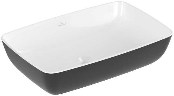 Villeroy & Boch Aufsatzwaschtisch Artis 4172 580x380mm, ohne Hahnloch ohne Überlauf Eckig Coal Black