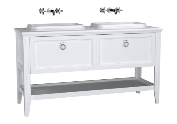 VitrA Valarte Set 150 cm 2 Einbauwaschtische + Waschtischunterschrank 2 Vollauszüge Weiß Matt,62210