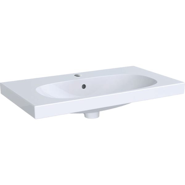 Geberit Acanto Waschtisch Compact, 750x420mm mit Hahnloch, m. Überlauf, weiss, KeraTect, 500632018