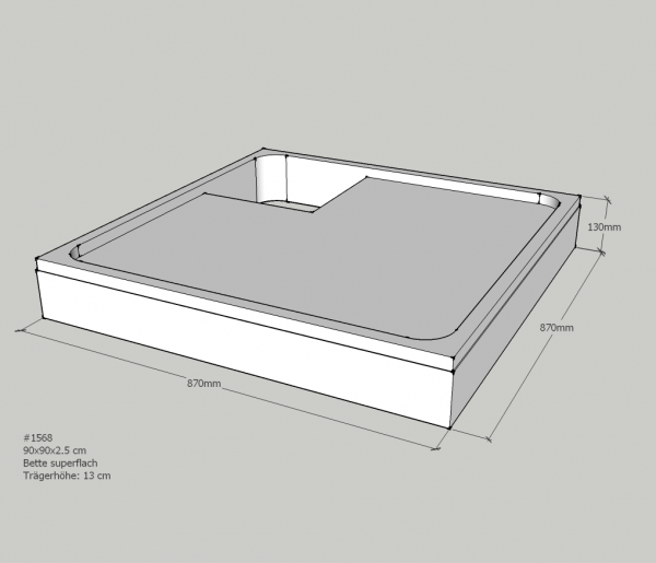 Neuesbad Wannenträger für Bette superflach 90x90x3,5