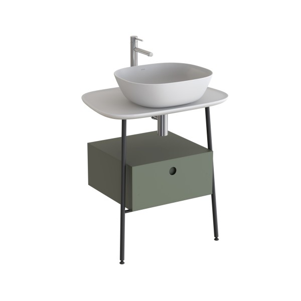 VitrA Plural Waschtischunterbau mit 1 Vollauszug und Konsolenplatte 68 x 49 x 74 cm Edelweiß,80473