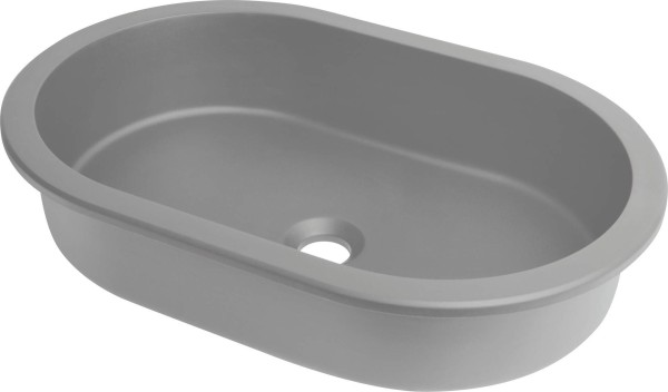 Neuesbad Serie 600 Waschbecken Granit zum Unterbau/Einbau, Oval, Grau metallic