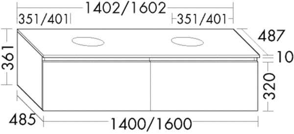 Burgbad Waschtischunterschrank Lin20 Melamin 361x1402x487 Marone Dekor Trüffel, SGWG140F5361