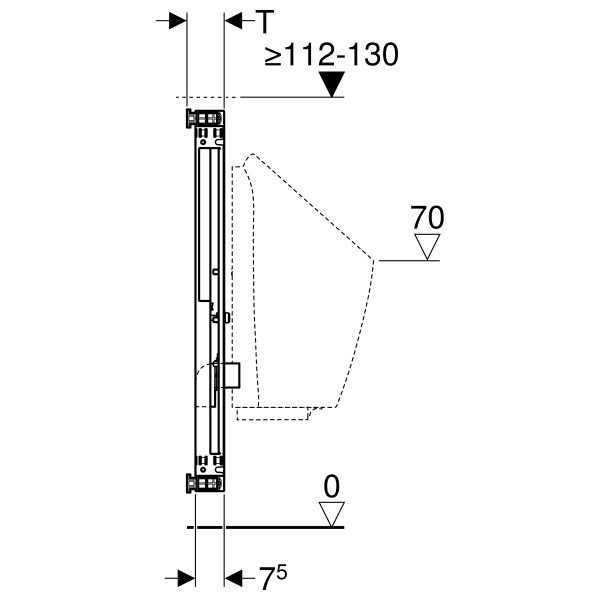 Geberit Kombifix Urinal für Aufputz-Druckspüler