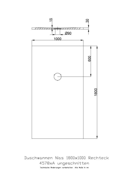Hoesch Duschwanne Nias 1800x1000x35 strukturierte Oberfläche