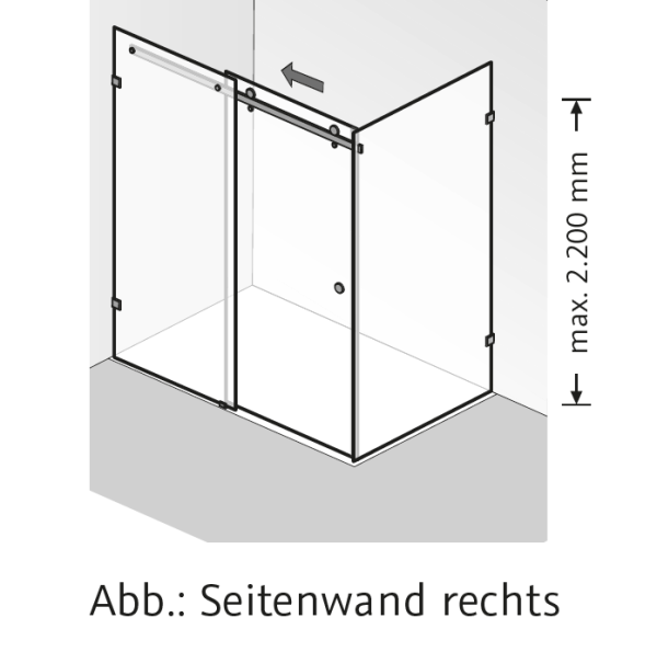 HSK Atelier Plan Pur AP.31 Gleittür 2-teilig mit Seitenwand