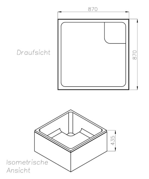 Neuesbad Wannenträger für Standard tief 90x90x28