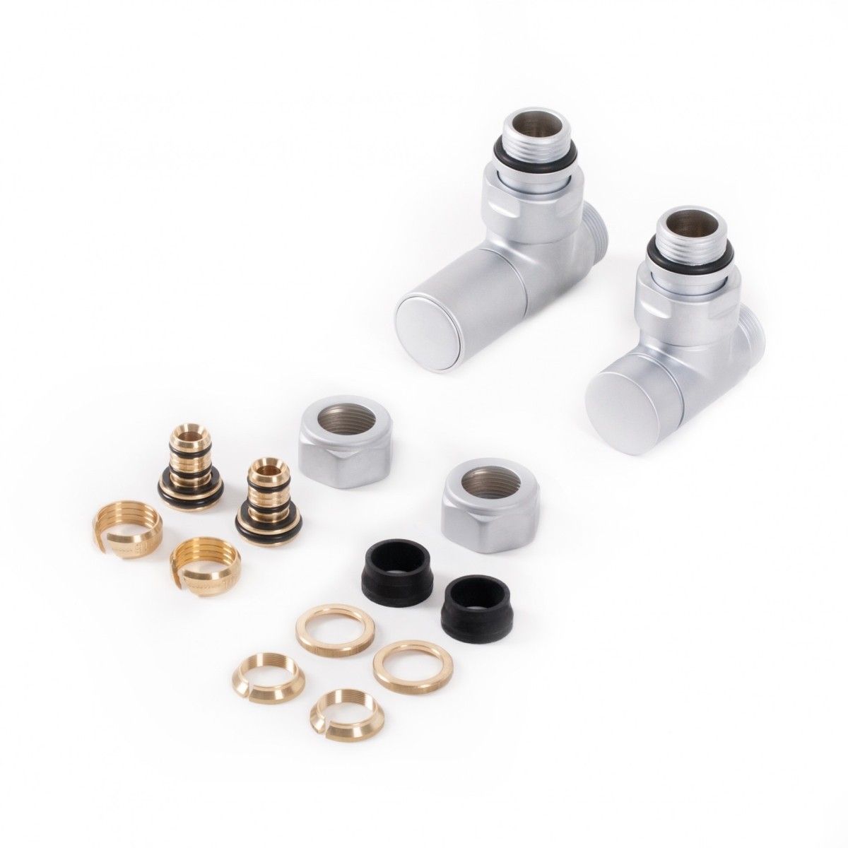 Terma Set Regel-Eckventil CYLINDER GZ 1/2"" - Ø16x2, Ø15 , WRZRCK1-ST, Silber WRZRCK1-ST