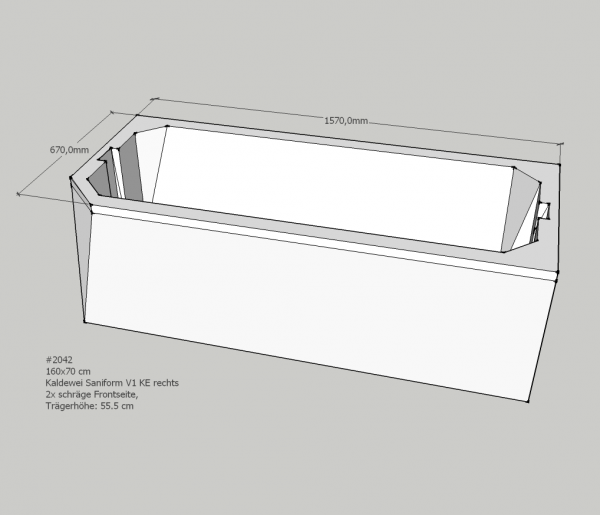 Neuesbad Wannenträger für Kaldewei Saniform/Star 160x70 KE re, V1 (2s)