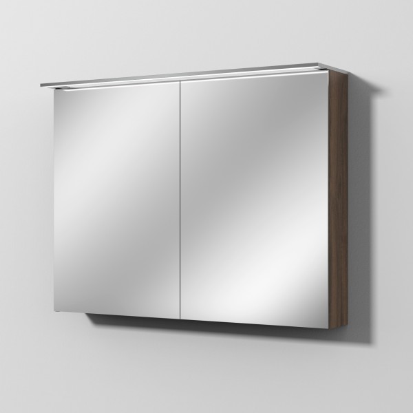 Sanipa Reflection Spiegelschrank MALTE 100 mit LED-Aufsatzleuchte, Eiche-Arizona