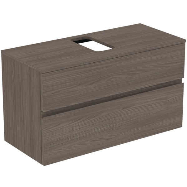 Ideal Standard Waschtischunterschrank Finesse Ausschnitt r/l 1002x440x558mm 2 Auszüge Ulme dunkel, E