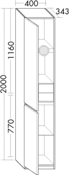 Burgbad Hochschrank Lin20 Acryl/Lack Matt 2000x400x345 Grau Matt, HSPN040LF5380