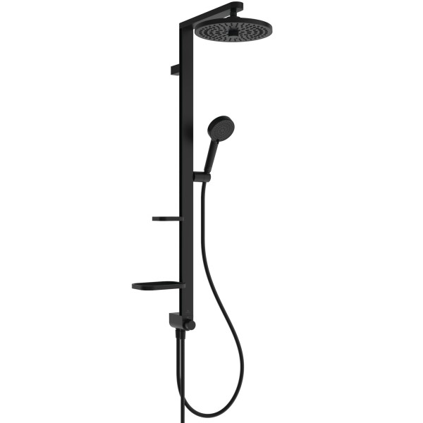 Ideal Standard Duschsystem CTwistAlu+ Eco, ohne Arm. 2Ablagen, 2-fach-Handbrause,runde 2-fach-Kopfbr