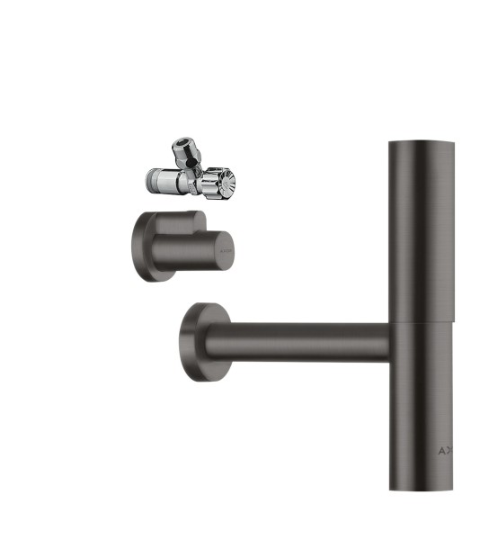 Hansgrohe Design Siphon Set Flowstar Axor brushed black chrome mit zwei Eckventilen und Schubern,