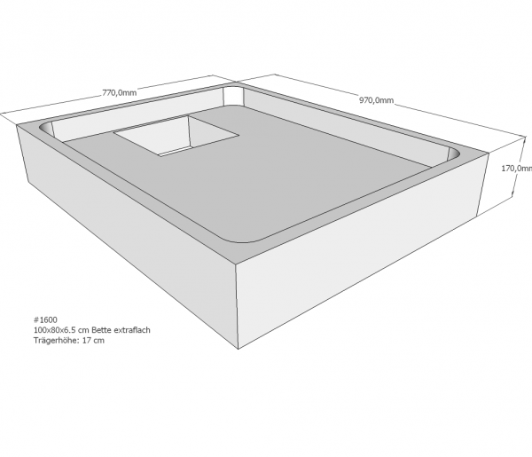 Neuesbad Wannenträger für Bette extraflach 100x80x6,5
