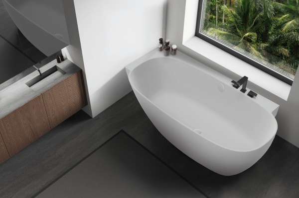 Hoesch Badewanne LaBrillante 1800x800 Ecke Links Weiß Matt, mit Überlaufbefüllung, 4534.013