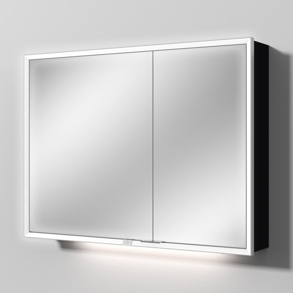 Sanipa Reflection Spiegelschrank MILO 100 mit LED-Beleuchtung, Schwarz-Matt, AU03408