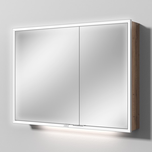 Sanipa Reflection Spiegelschrank MILO 100 mit LED-Beleuchtung, Eiche-Tabak, AU03450
