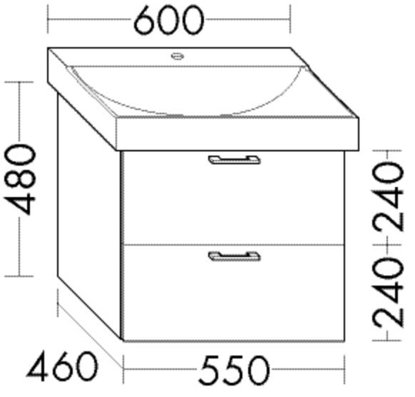 Burgbad Waschtischunterschrank Sys30 PG4 Sana 480x550x460 Grau Hochglanz, WUVG055F3364