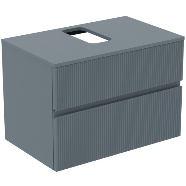 Ideal Standard Waschtischunterschrank Finesse Ausschnitt r/l 802x505x558mm 2 Auszüge Aschblau matt,