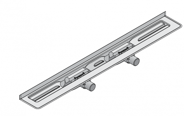 I-DRAIN Korpus Basic 57 mm Wand, 120cm,2Siphon waagr.DN40,Butylklebeband