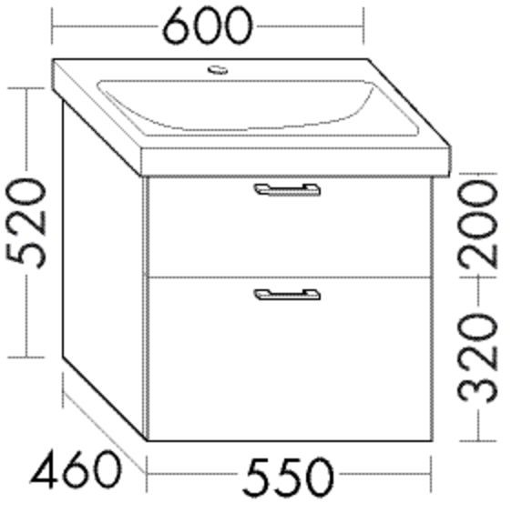 Burgbad Waschtischunterschrank zu Keramik Sys30 PG1 Aqua 520x550x460 Eiche Dekor Silber, WXNT055F60