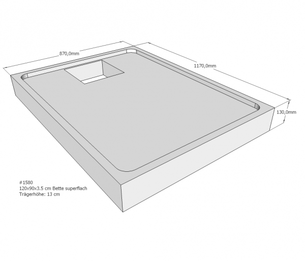 Neuesbad Wannenträger für Bette superflach 120x90x3,5