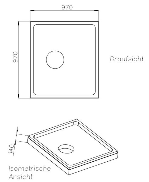 Neuesbad Wannenträger für Villeroy & Boch Squaro Infinity 1000x1000x40