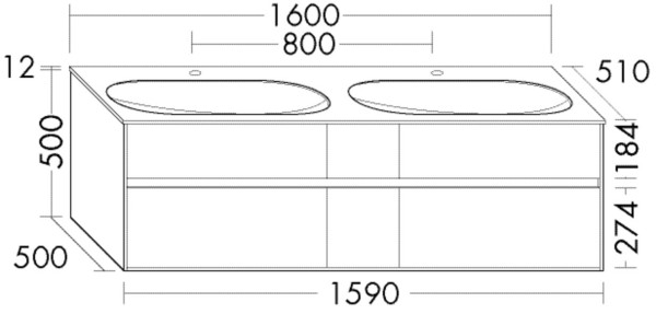 Burgbad Glas Doppel-Waschtisch-Set rc40 Schilf Ultramatt/Weiß Matt, SGAW160F5759A0066