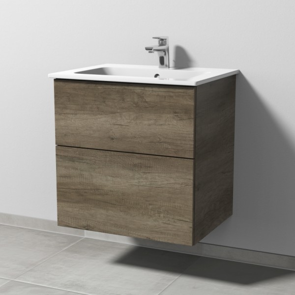 Sanipa 3way Waschtischunterbau zu Duravit ME by Starck Waschtisch mit 2 Auszügen, Eiche-Nebraska