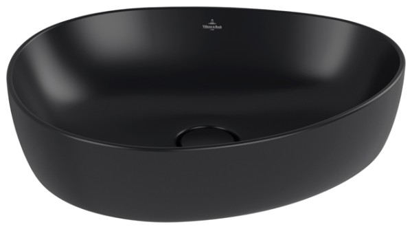 Villeroy & Boch Aufsatzwaschbecken Antao 510x400mm Asymmetrisch ohne Überlauf Pure Black cplus