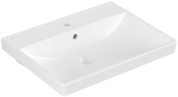 Villeroy & Boch Waschbecken Avento 600x470mm Rechteck 1HL. m. Überlauf Stone White CeramicPlus, 4158